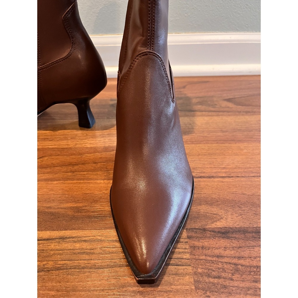 DOLCE VITA Arya Chocolate Brown Faux Leather Heeled Ankle Boots Womens Size 8.5 - Picture 7 of 9